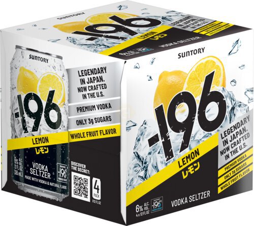Suntory -196 Zero Sugar Lemon Vodka Seltzer 4PK